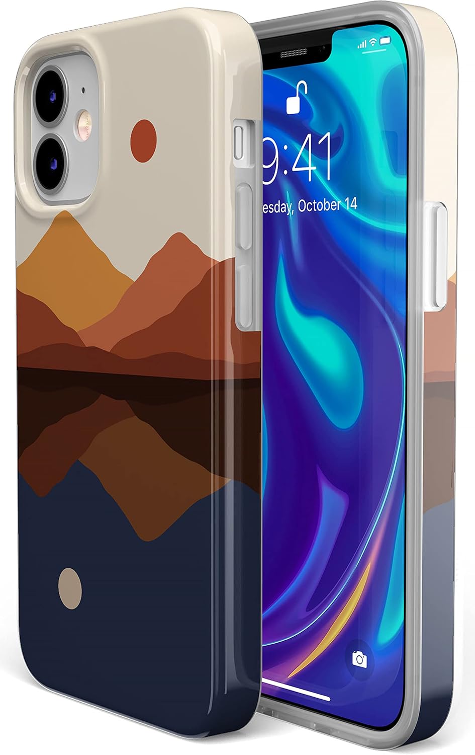 Casely iPhone 11 Case | Opposites Attract | Day & Night Mountains | Classic Ultra Slim Design