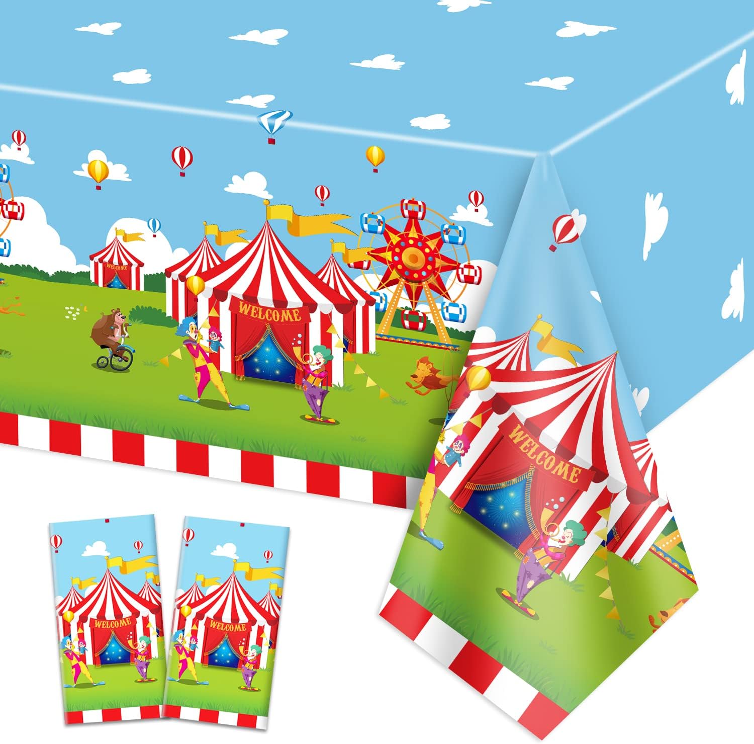 QUERICKY 2 Pack Circus Theme Tablecloths, 51x87'' Carnival