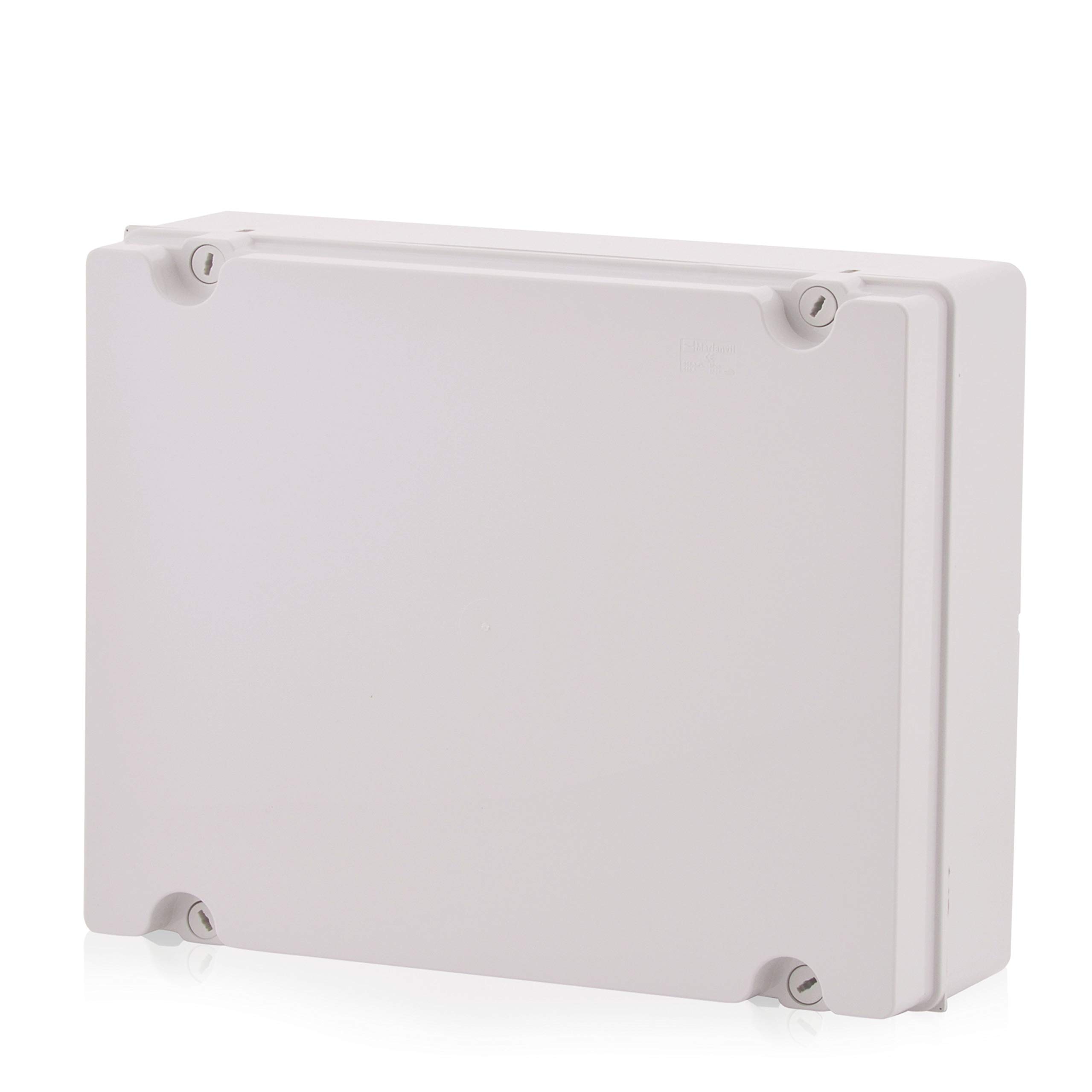 Intratec Verteilerkasten Aufputz Set grau– Verteilerkasten Außen wasserdicht IP 65 für einfache Aufputz Installation Zuhause & Gewerbe – Leergehäuse mit Scharnierschrauben – 380 × 300 × 120 mm
