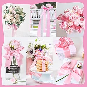 PURREITTI 150 Yards Pink Satin Ribbon 1 Inch 6 Rolls Assortment Ribbons for Crafts Gift Wrapping Flower Bouquet Wedding Invitations Birthday Party Festival Decoration Hair Bows