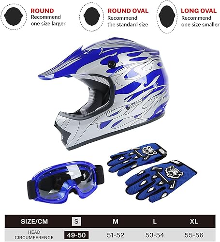 Miniatura 3 de TCT-MOTORPARTS DOT - Casco de motocross para niños y jóvenes, casco de cara completa para motocross, ATV, todoterreno, casco de cuatro ruedas, llama