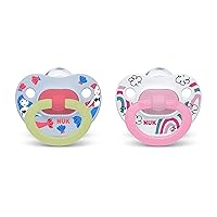 Vista 1 de NUK Glow-in-The-Dark Orthodontic Pacifiers , Colors may vary, 6-18 Month (Pack of 2)