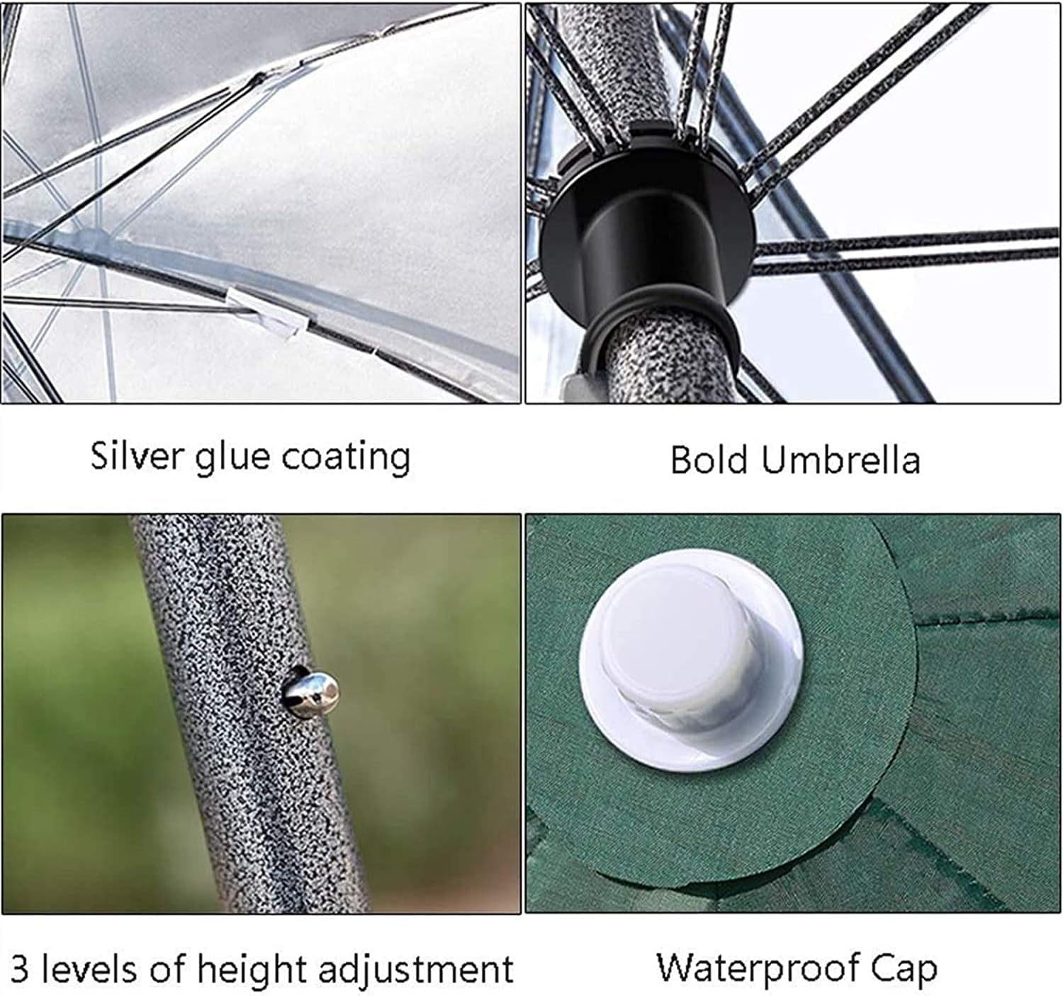 Outdoor Sun Umbrella 2m Height Adjustable Garden Parasol Summer Large Beach Courtyard Patio Ground-inserted Umbrellas