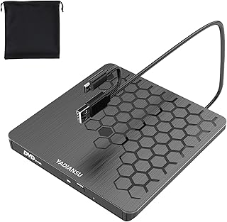 External CD DVD Drive, 0.5″ Ultra Slim USB 3.0 Type-C DVD Player, CD DVD+/-RW Optical Drive, Portable DVD CD Burner Reader Writer Recorder for Laptop, Desktop, Mac, Windows 11/10/8/7, Linux, Black