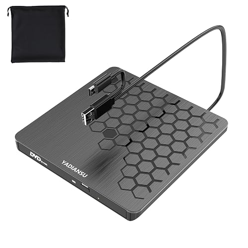 External CD DVD Drive, 0.5″ Ultra Slim USB 3.0 Type-C DVD Player, CD DVD+/-RW Optical Drive, Portable DVD CD Burner Reader Writer Recorder for Laptop, Desktop, Mac, Windows 11/10/8/7, Linux, Black