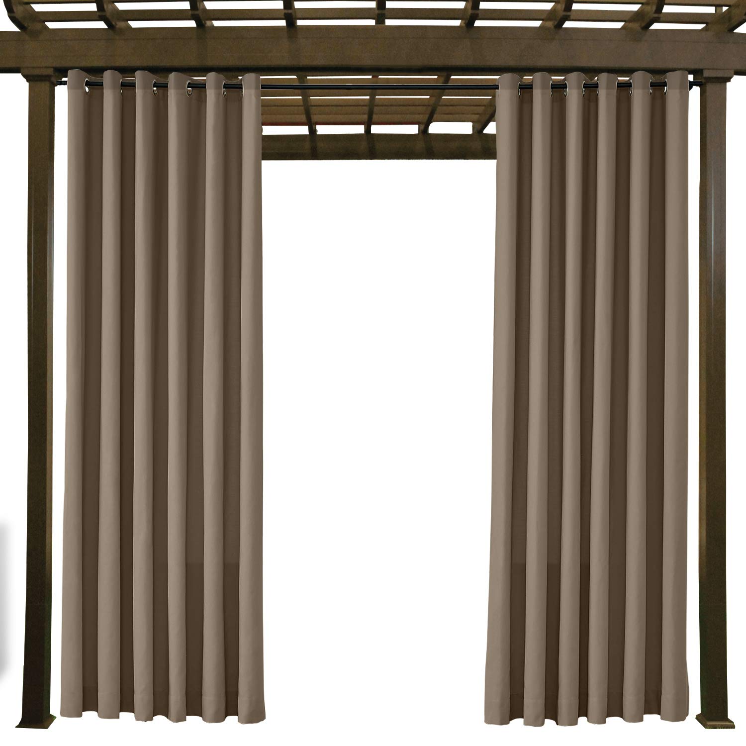 Waterproof, Fade Resistant Outdoor Curtain Chocolate 55"W x 72"L, Rustproof Grommet Eyelet Drapes For Front Porch, Pergola, Cabana, Covered Patio, Gazebo, Dock, and Beach Home (1 Panel).