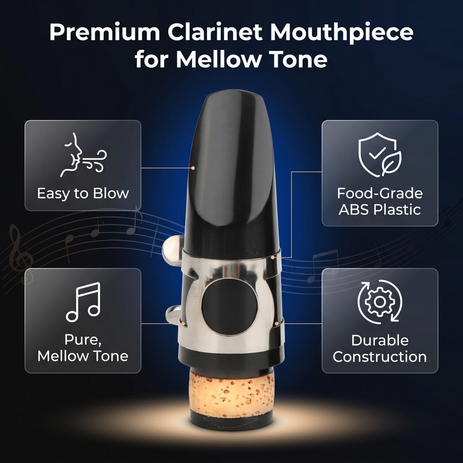 Bocchino per Clarinetto Testata per Clarinetto in Plastica ABS con Ancia per Suonatori di Clarinetto e Amanti della Musica