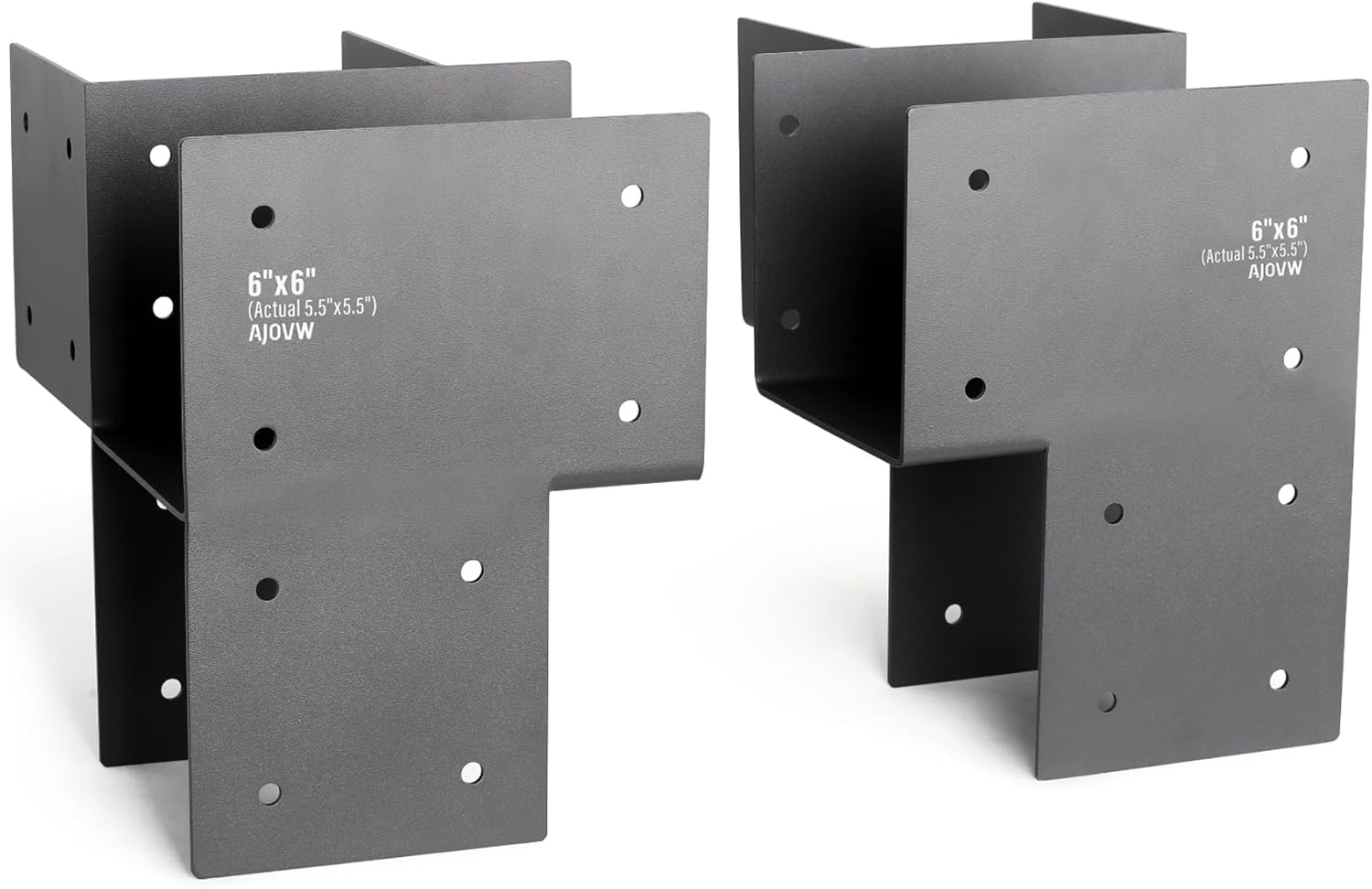 4 Pack 6x6 Post Anchor Connector, Heavy Stainless Steel End Post Cap Tie Brackets for Decks, Porches, Gazebos, etc Wood Post and Beam Anchor Connector (Black)