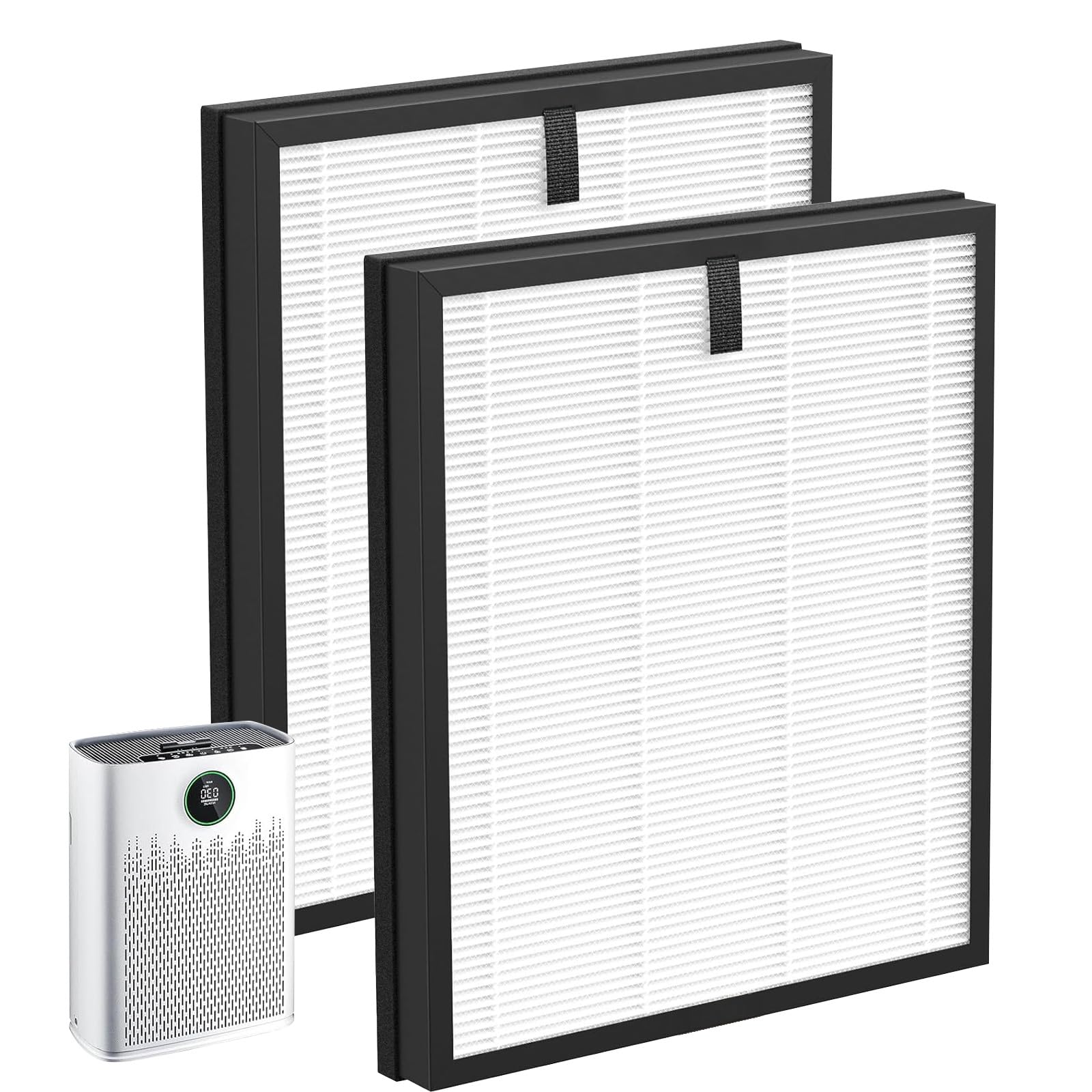 Paquete de 2 filtros de repuesto HAP603 compatibles con el purificador de aire ECOSELF HAP603WF y HAP603, H13 True HEPA con filtro de repuesto de carbón activado
