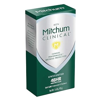 Mitchum Men Clinical Soft Solid Antiperspirant Deodorant,Unscented, 1.6 Ounce