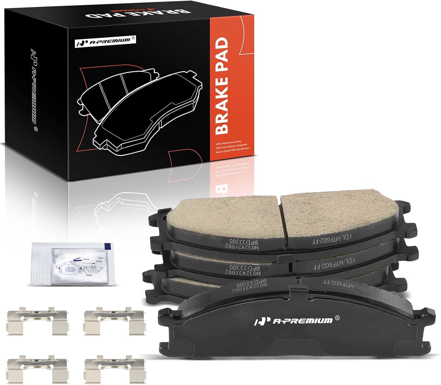 A-Premium Front Ceramic Brake Pads Set Compatible with Nissan and Subaru models - Frontier 1998-2004, Pathfinder 1987-1995, D21 1986-1994, Pickup 1995-1997, Van 1987-1988, SVX 1992-1997, 4-Pack