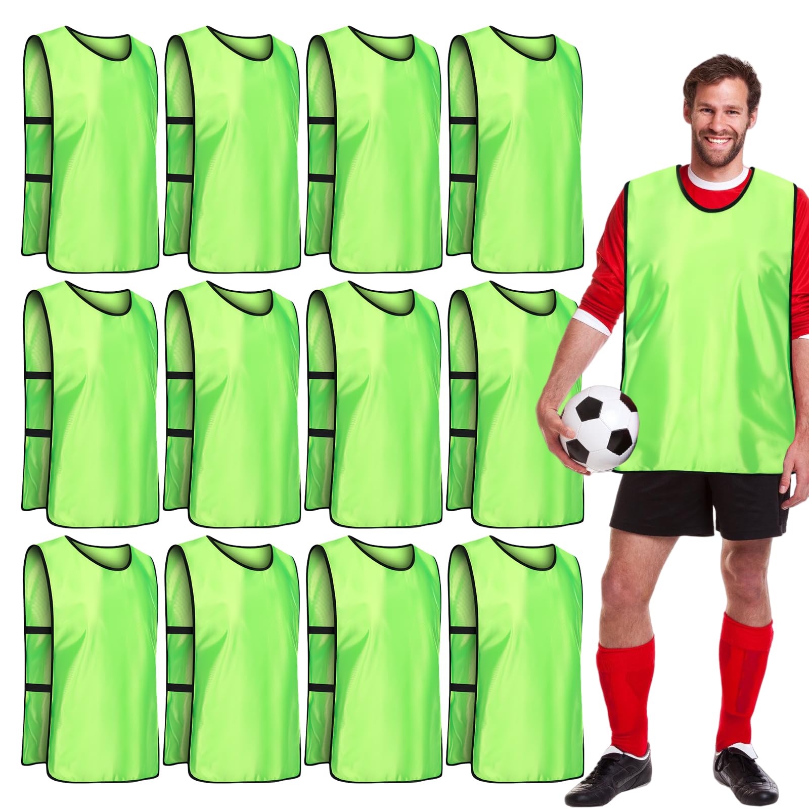 Trainingsleibchen für Fußball, 12 Stück Fußball Trainingsweste für Kinder und Erwachsene, Leibchen Fußball für Teamtraining, für Herren Damen Jugend Anfänger, Fussballtraining Zubehör, 47 x 70 cm