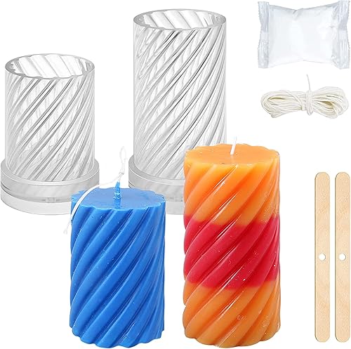 Paquete de 2 moldes de vela en forma de espiral, moldes de cuerpo de vela para hacer velas, molde de vela de plástico transparente, molde de vela de disponible en Yaxa El Salvador