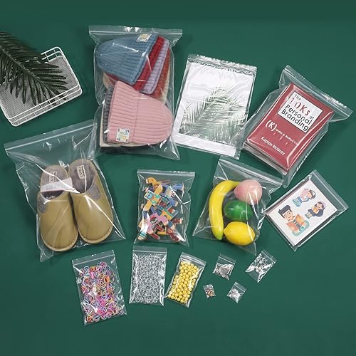 Miniatura 2 de 100 bolsas de plástico con cierre de polietileno transparente de 5 x 7 pulgadas de grosor, cierre de cremallera, duradera, 2.4 mil, sobres para