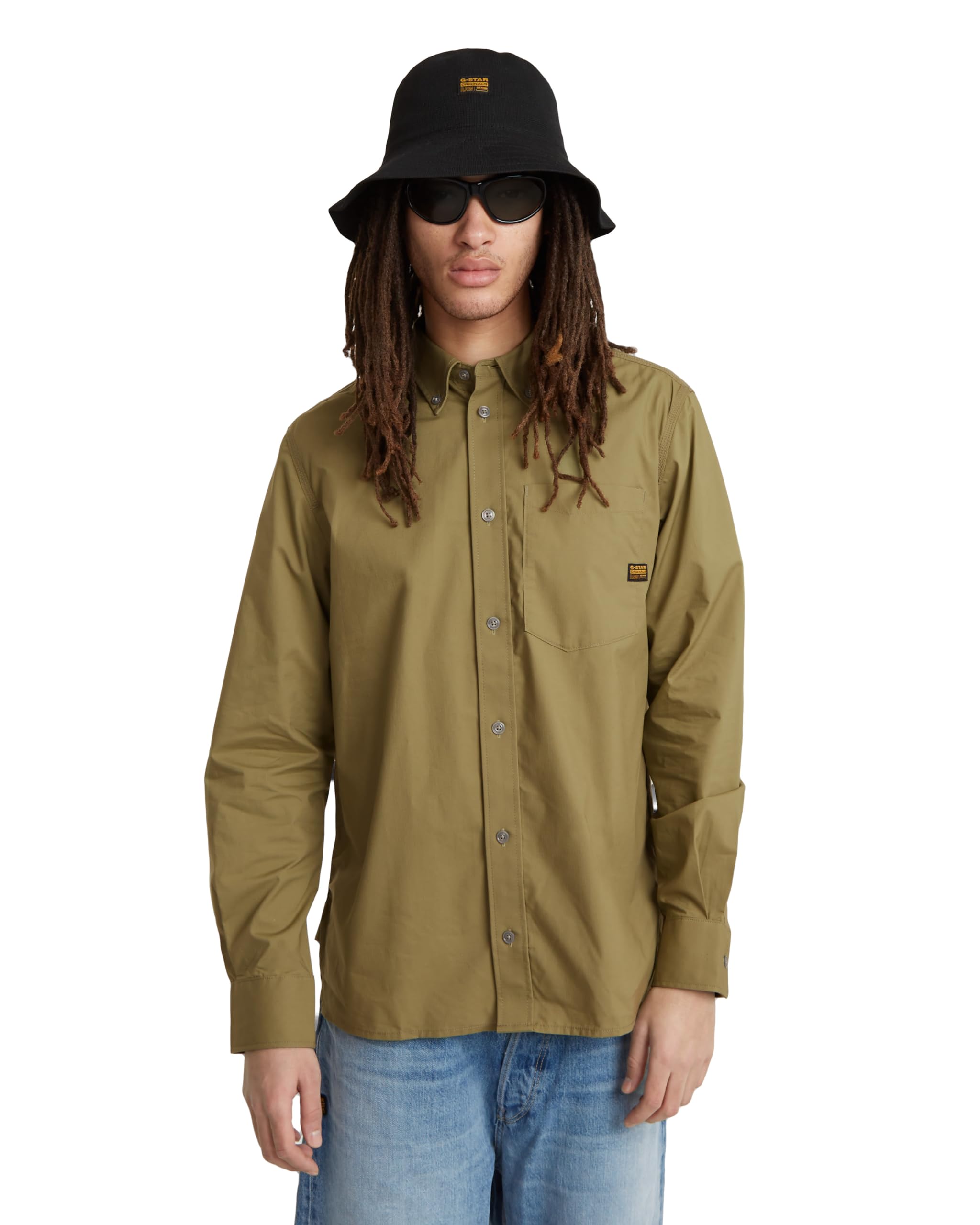 G-Star RAW Herren One Pocket Regular Hemd, Grün (Smoke Olive D24292-D308-B212), L