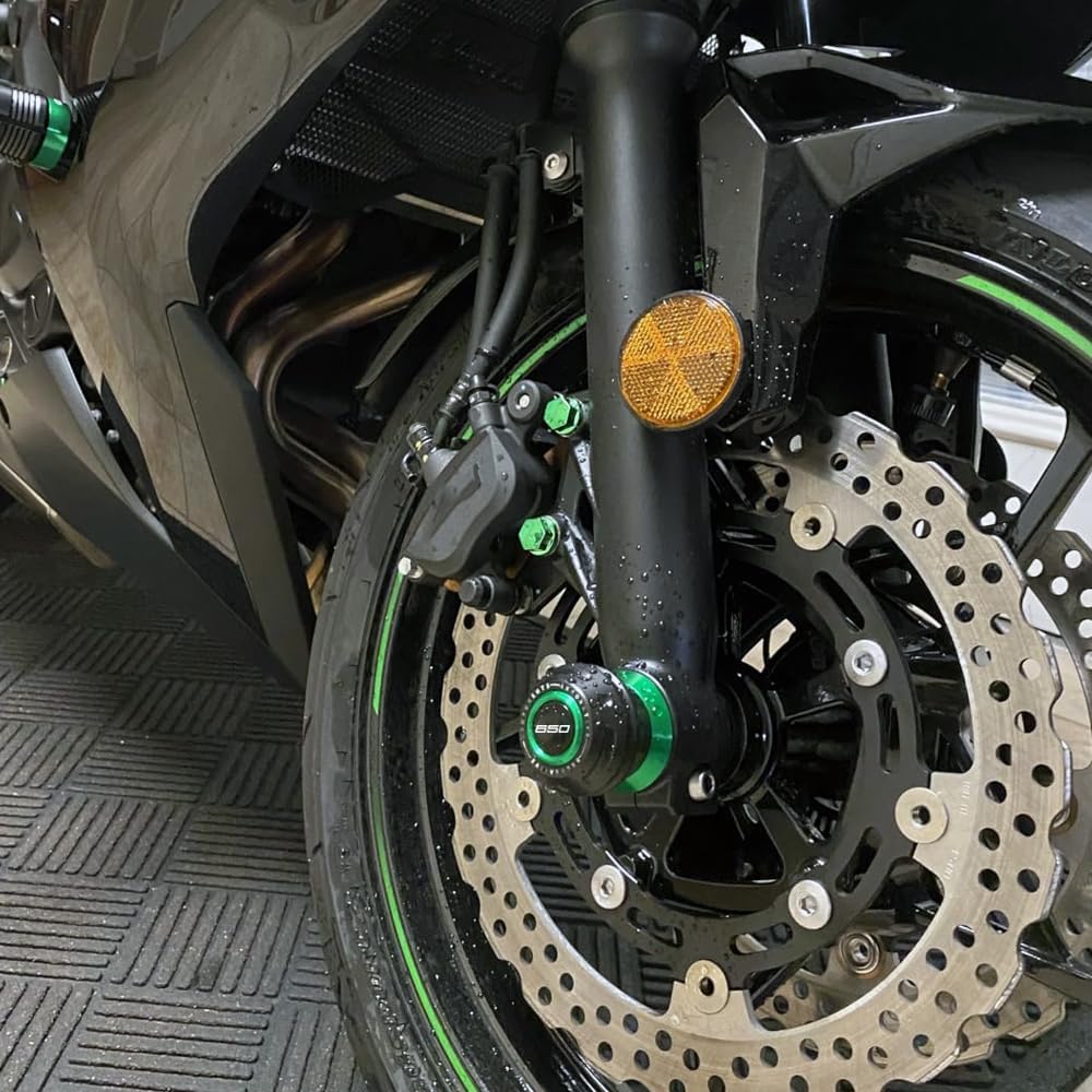 Motorcycle Front Axle Fork Slider Wheel Crash Protector Compatible With K.awasaki Ninja 650 2025 2024 2023 2022 2021 2020 2019 2018 2017 | Ninja650 EX650 Accessories (Black)