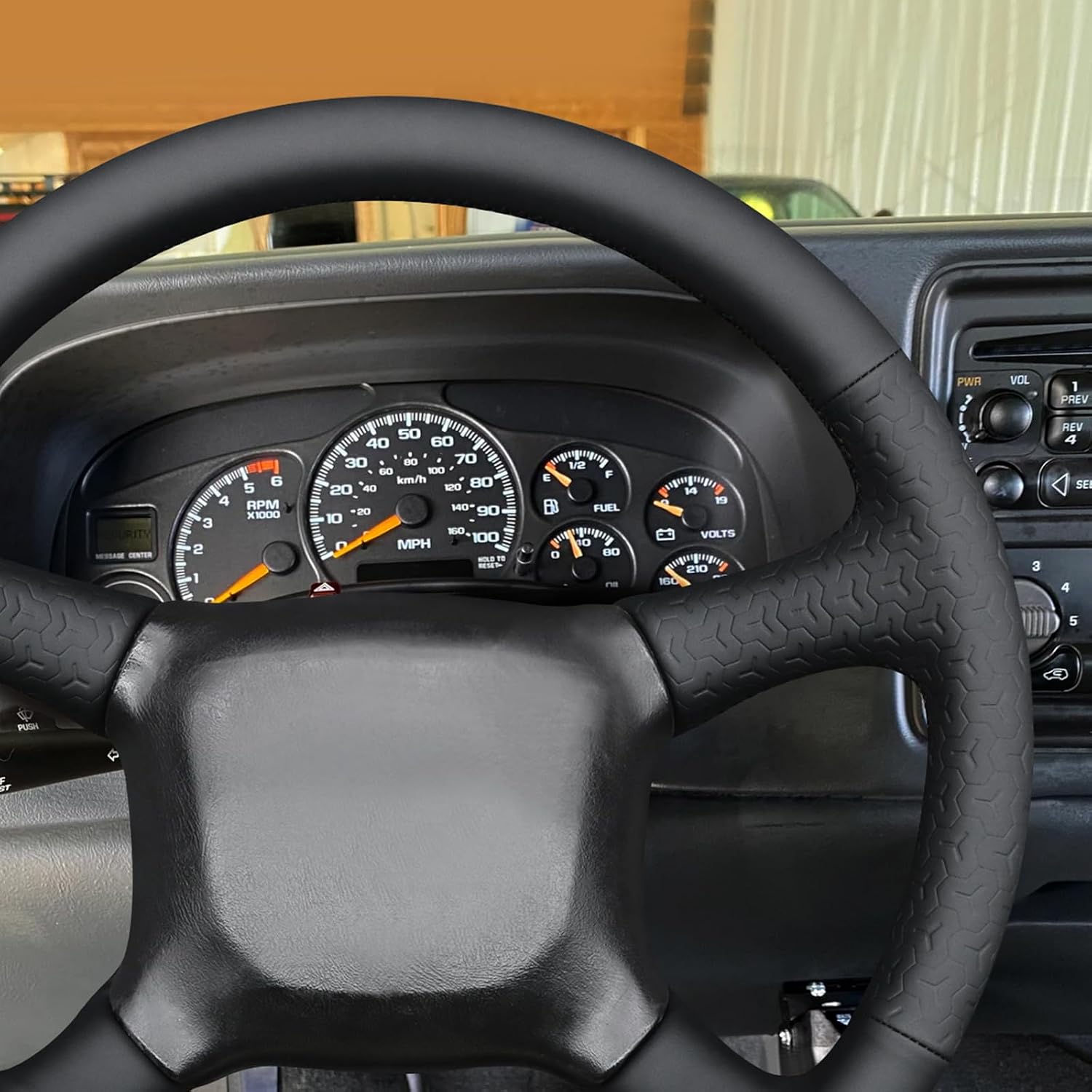 MEWANT Hand Stitch Steering Wheel Cover Wrap for Chevrolet Silverado 1500 1999-2002/Silverado 2500 1999-2002/Silverado 3500 2001-2002/Astro/Blazer/C/K 1500 Series/Kodiak/Suburban/Tahoe