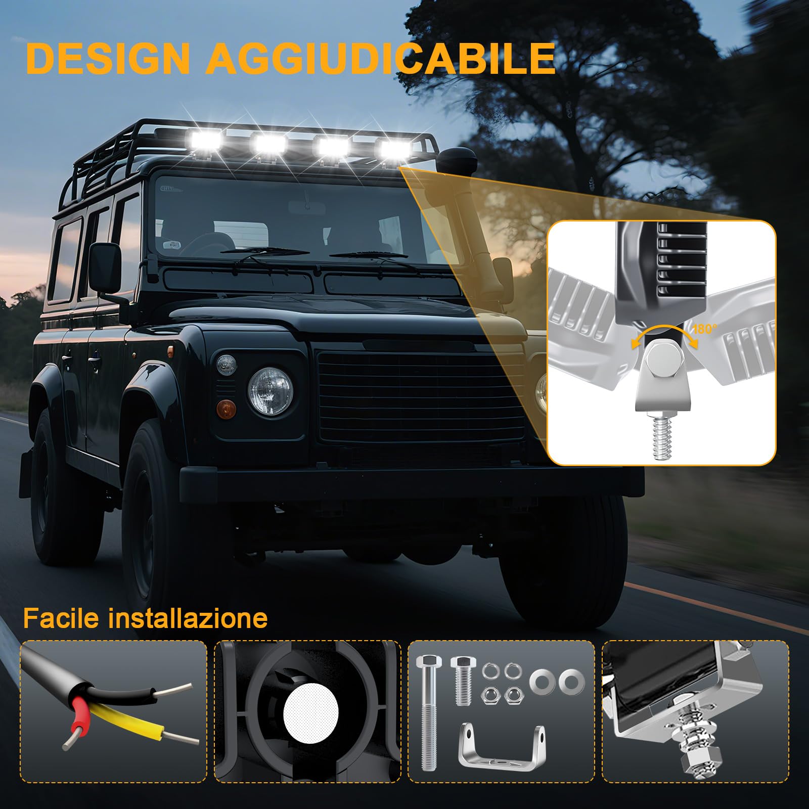 antom 2 pezzi fari led trattore 172W 9-60V 20400 Lumen faro LED IP68 impermeabile faretti led 12v per escavatori, trattori, rimorchi, ATV, camion, veicoli fuoristrada, moto