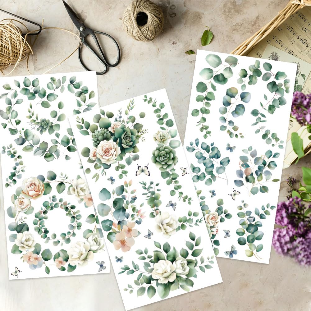 3 Aquarell-Blumen Transferfolien – 15x30 Cm, Mit Schaber, Für Möbel & Basteln