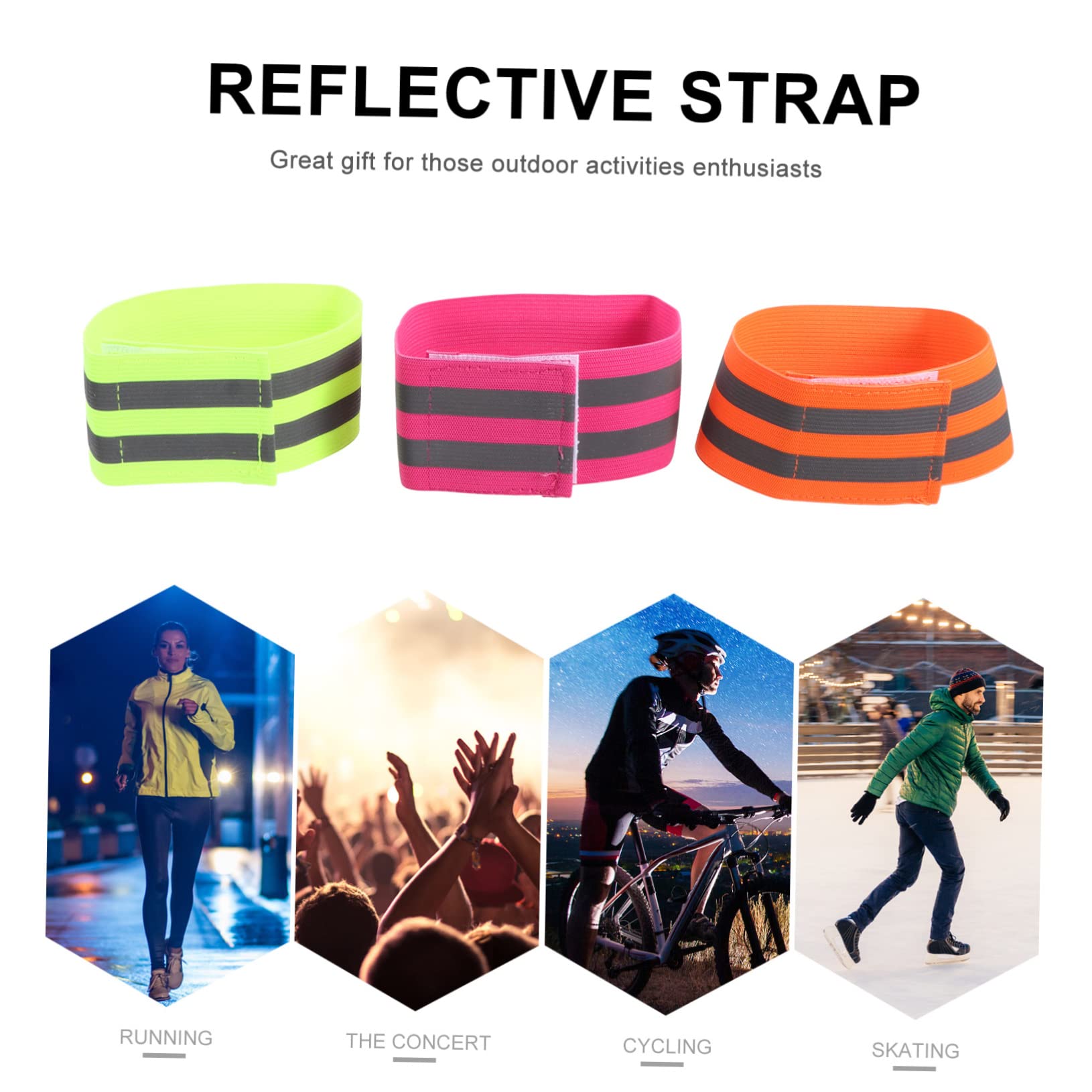 BESPORTBLE Bracciale Riflettente Gear Riflettente per I Corridori Fasce Elastiche per Le Maniche Banda Riflettente per Esterno Braccialetto Riflettente per Passeggiate Notturne