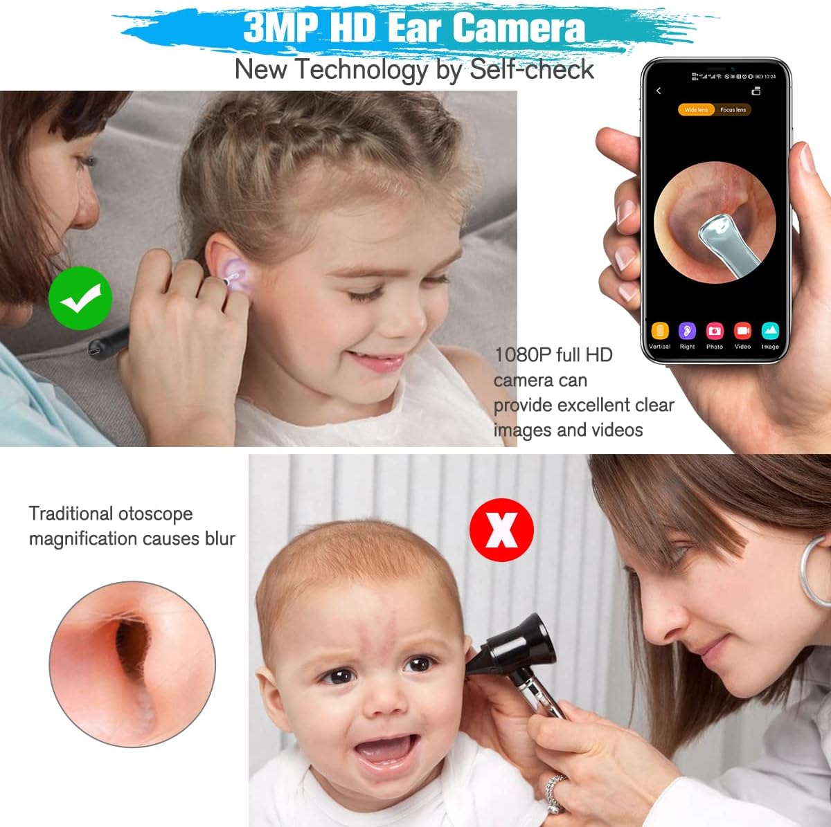 Earwax Removal Tool, Wireless Ear Cleaning Endoscope with IP67 Waterproof Len, 1080P FHD Ear Camera Ear Wax Remover for Adults and Pets,Compatible with Android and iOS Smartphones and Tablet