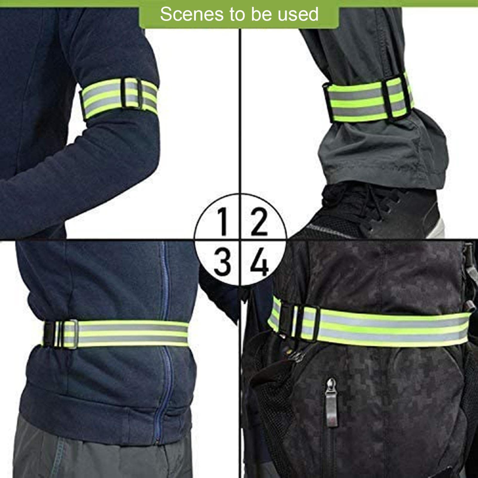 4 stuks reflecterende banden reflectorbanden compatibel met pols, arm