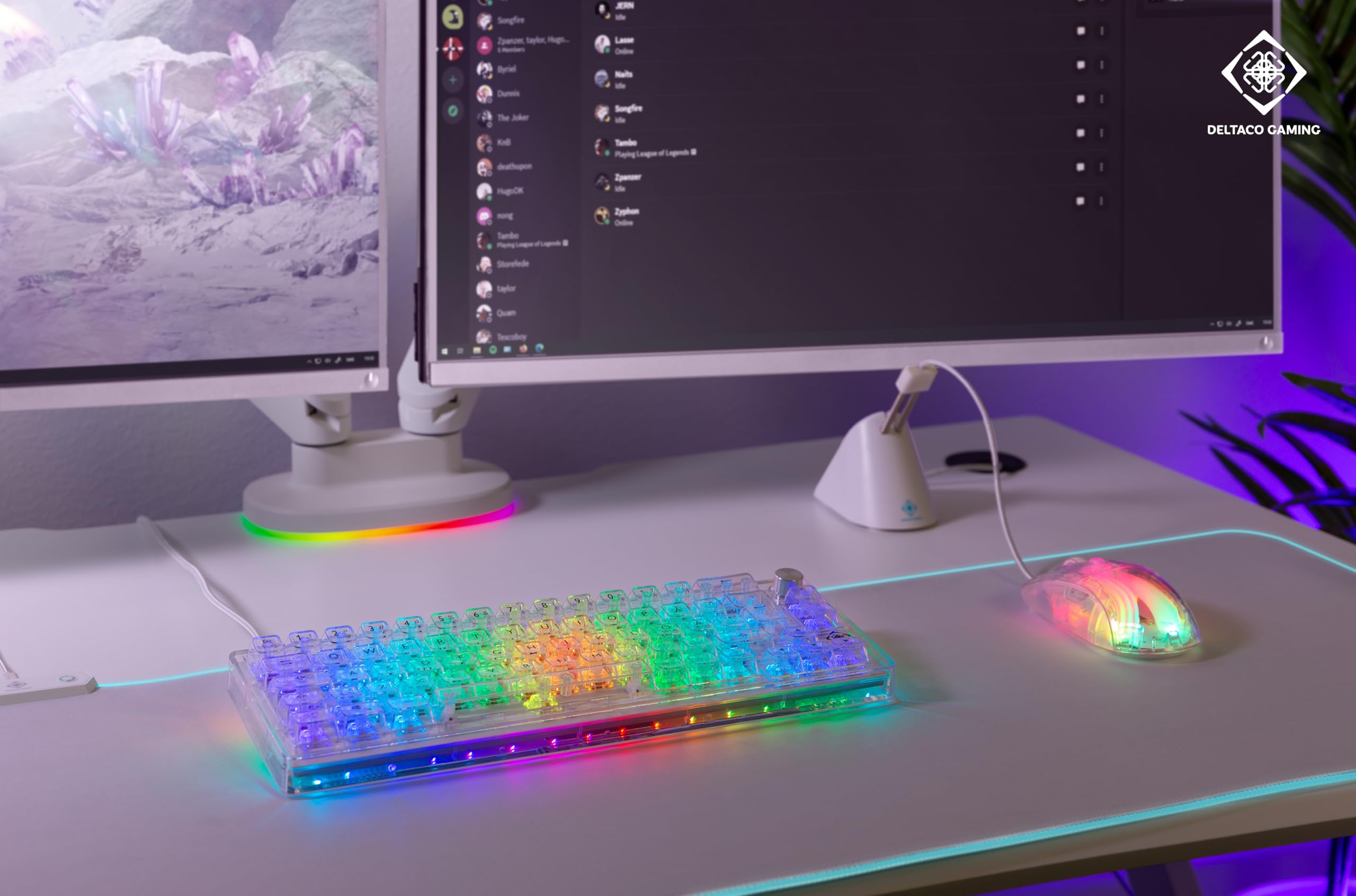 DELTACO GAMING DK460 – mechaniczna klawiatura gamingowa (oświetlenie RGB, układ QWERTZ, 65%, 67 klawiszy, USB-C) – przezroczysta