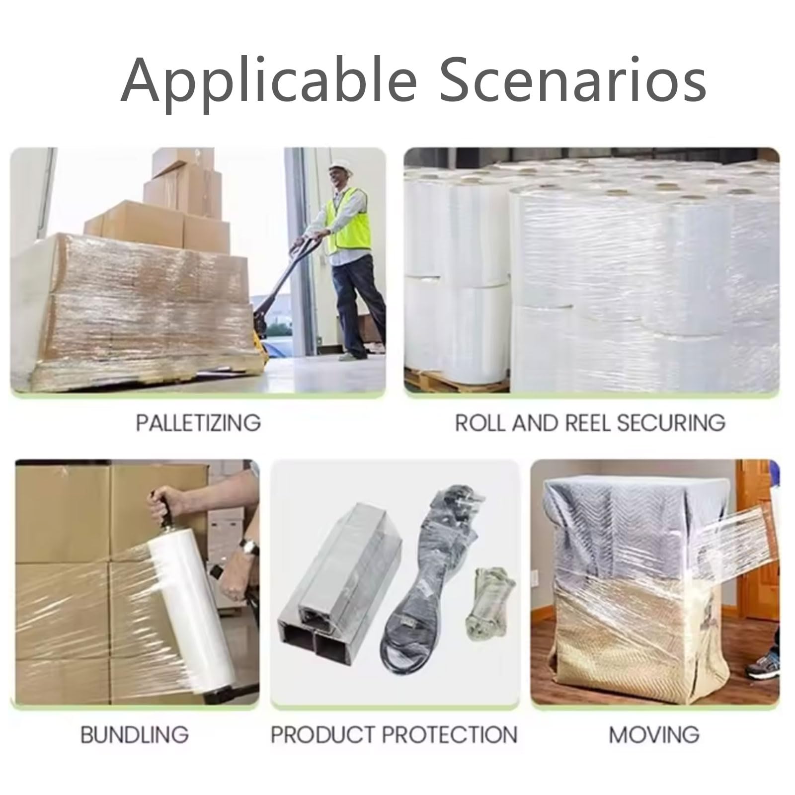 Film Transparente Film Estirable Film de Embalaje Film de Envoltura de 20 µm 2/4 rollos, Film Estirable Manual, Resistente al Desgarro Film Protector para Palets, Mudanzas (Size:2 pack - 100cm x 710m)