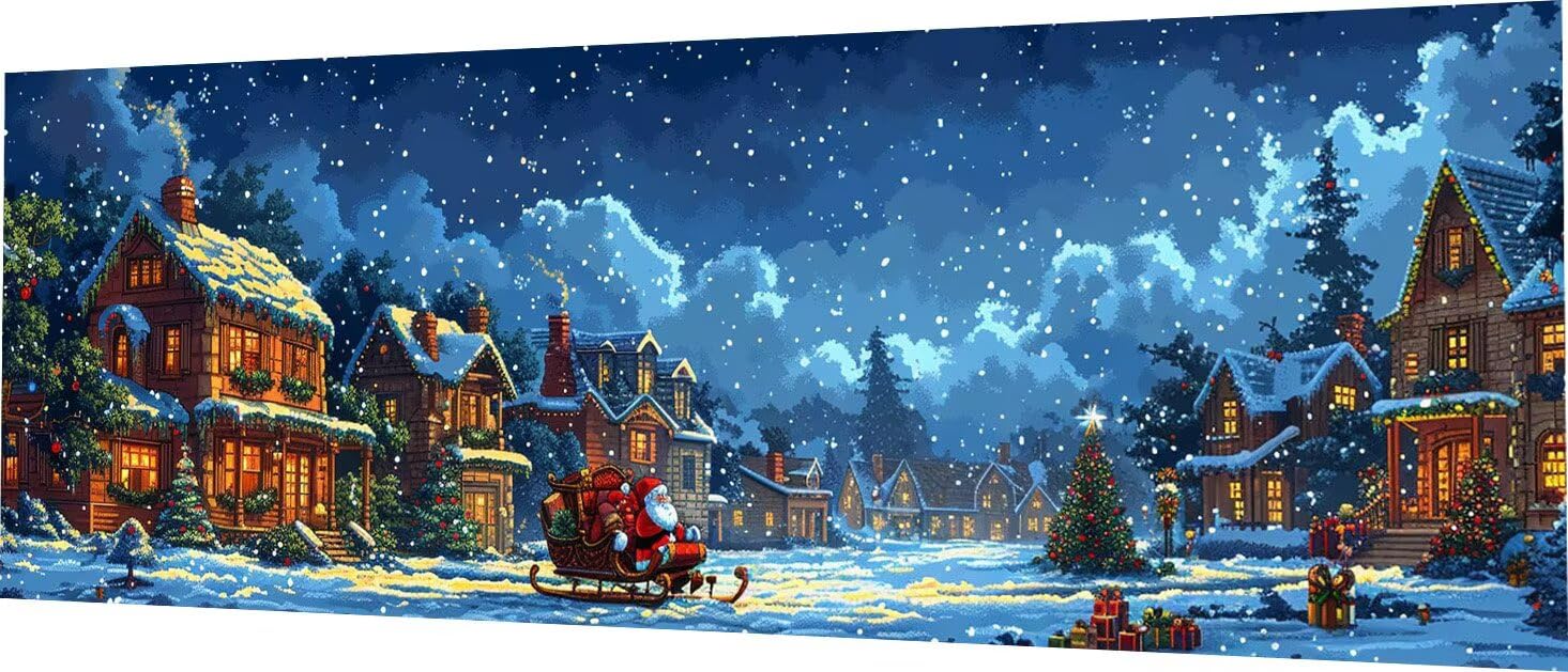 Diament Malarstwo Płatek śniegu Diament Malarstwo Dorosły XXL 240 x 80 cm, 5D Diament Malarstwo Krajobraz Haft Diament Pełny zestaw, DIY Diamenty Obraz Aktywny Ręczny Dla Dorosłych, Dekoracja ścienna