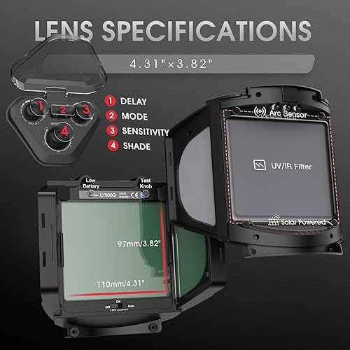 Miniatura 6 de YESWELDER Casco de soldadura con oscurecimiento automático, visión grande, color verdadero, 6 sensores de arco, iluminación LED y carga tipo C