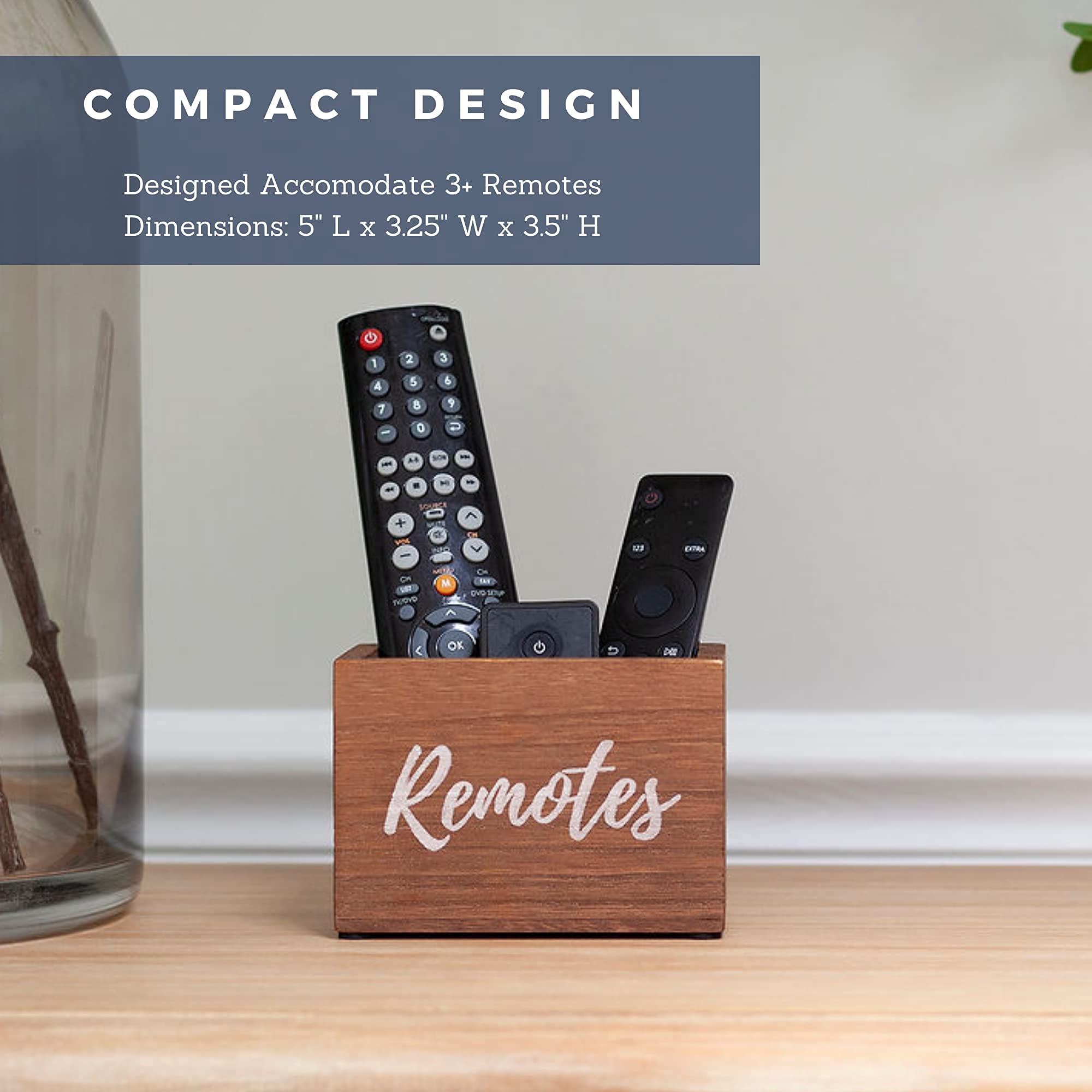 Buy Farmhouse Remote Control Holder, Wooden TV Remote Caddy for Any