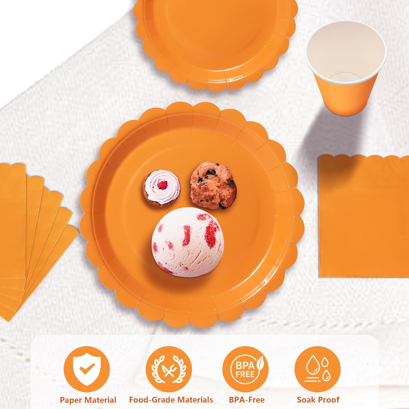 Kit Stoviglie Per Festa Arancione – Servizio Per 20 Persone – Piatti, Bicchieri, Tovaglioli, Tovaglia E Striscione – Decorazioni Per Compleanni E Matrimoni