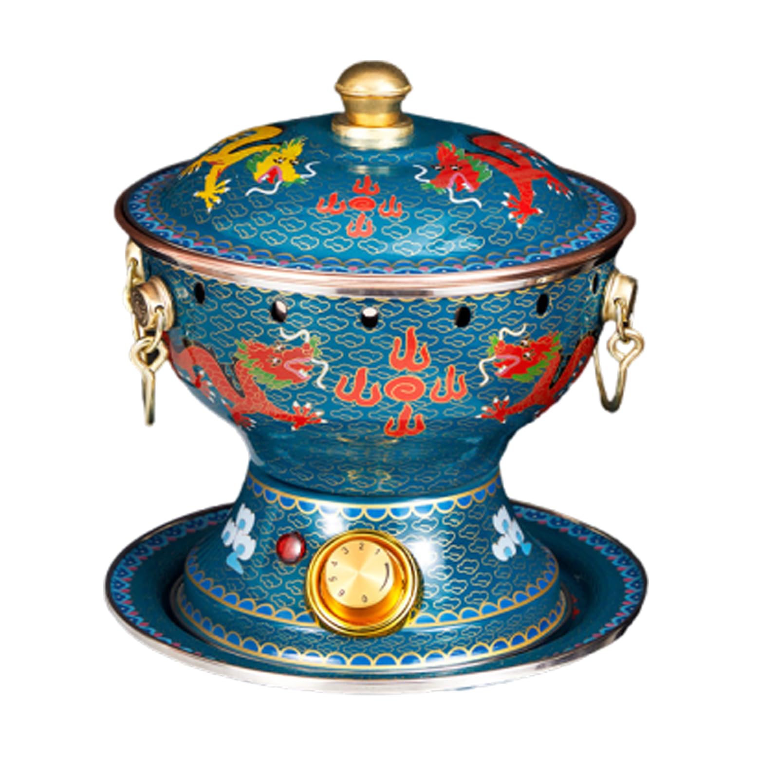 asdchZen Enamel Pot Cloisonne Hot Pot Buffet Hot Soup Pot Copper Single Person Hotpot Sturdy Home Use Shabu Pot Old Beijing Hot Pot,U,E