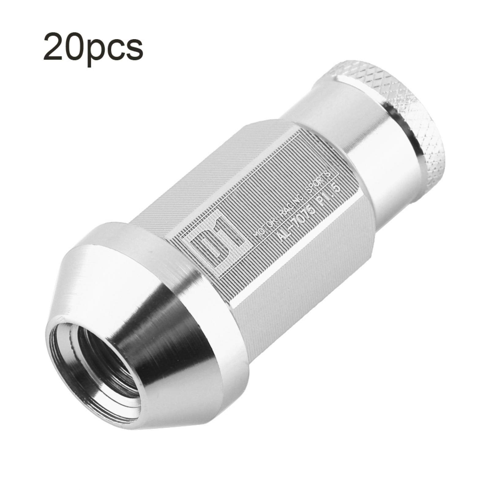 Tornillo para Neumático de Coche Rueda de Carreras Tuerca de Aluminio M12X1.5 Tornillo para Neumático de Coche Tuerca de Rueda Tuerca de Rueda de Carreras para el Hogar(Plata)
