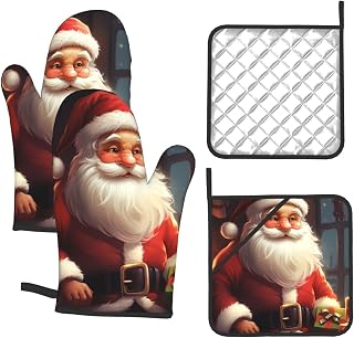4 Pcs Oven Mitts and Pot Holders Sets, 500°F High Heat Resistant Kitchen Gloves Hot Pads Non-Slip Oven Gloves Potholders, high Definition Oven Mitts Set Funny House Warming Gifts