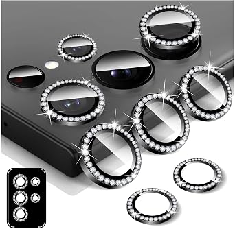 Diamond Camera Lens Protector for Samsung Galaxy S26 Ultra, 9H Tempered Glass Back Camera Cover Screen Protector, Bling Anti-Scratch Individual Aluminum Metal Protective Ring