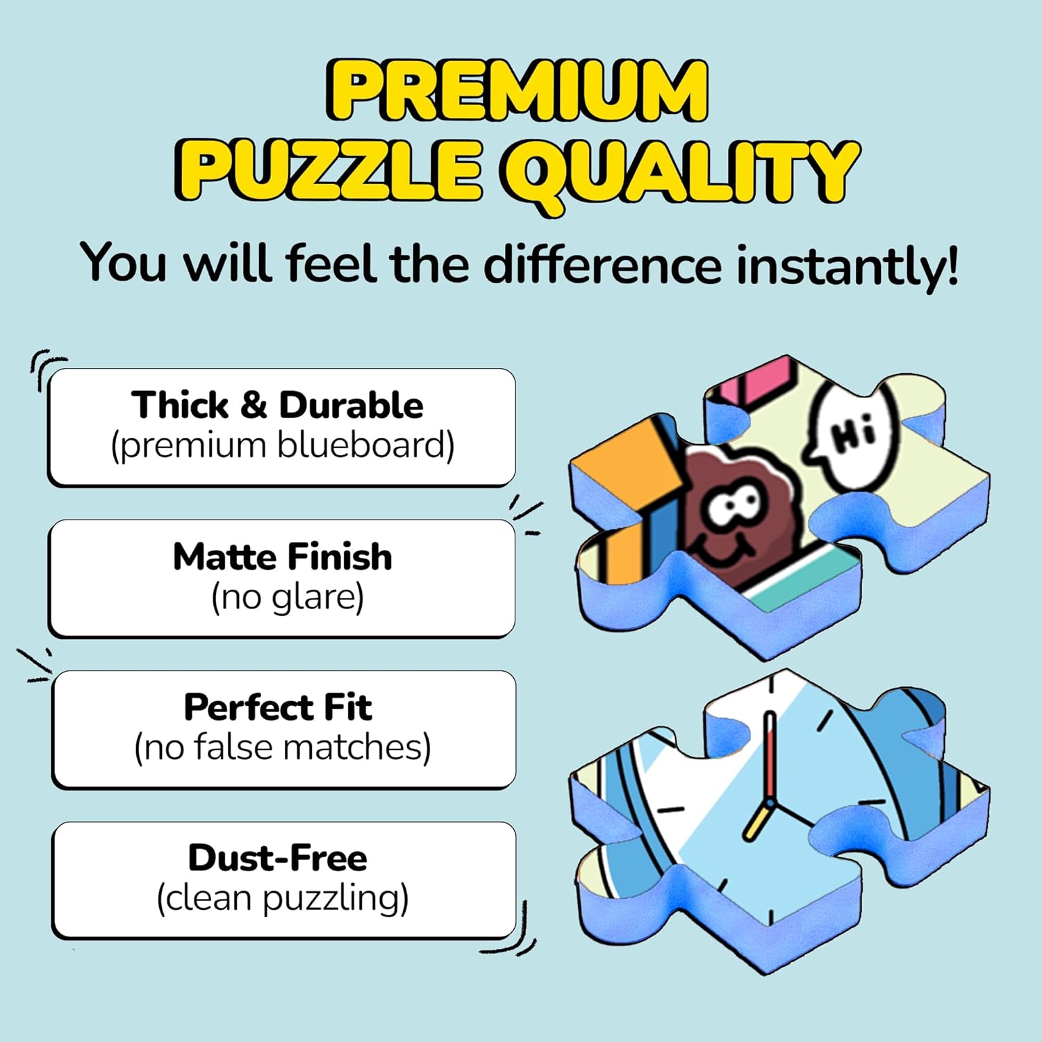 Odd Pieces Jigsaw Puzzles 1000 Pieces with Storytelling Comics, for Women, White Elephant, Mystery Puzzle for Adults & Kids - 19.7'' x 27.6'' Frameable Magic Puzzle Art (Turbo 3000)