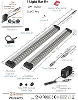 Vista 5 de Iluminación LED para debajo del gabinete, luz táctil para gabinete, cable ajustable integrado, sin cables desordenados, 3 paneles de luces