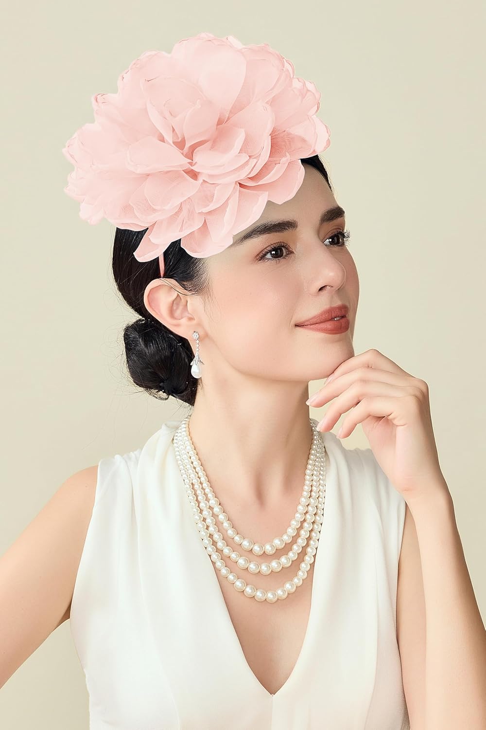 BABEYOND Fascinators Hats for Women - Tea Party Kentucky Fascinator Hat Lightweight Mesh Peony Flower Headband with Hair Clip - Image 4