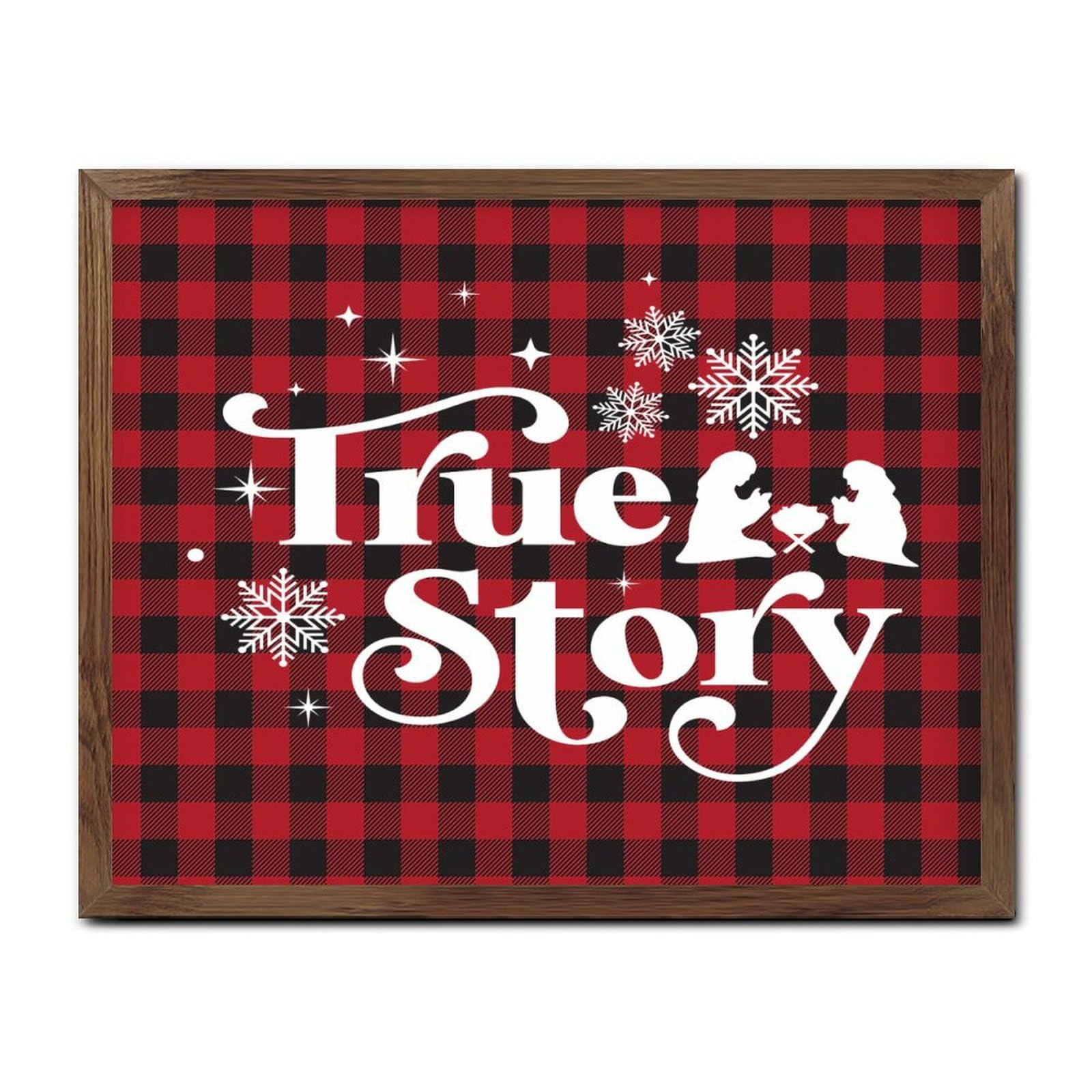 Panneau en bois rustique religieux True Story 40x50 cm pour entrée