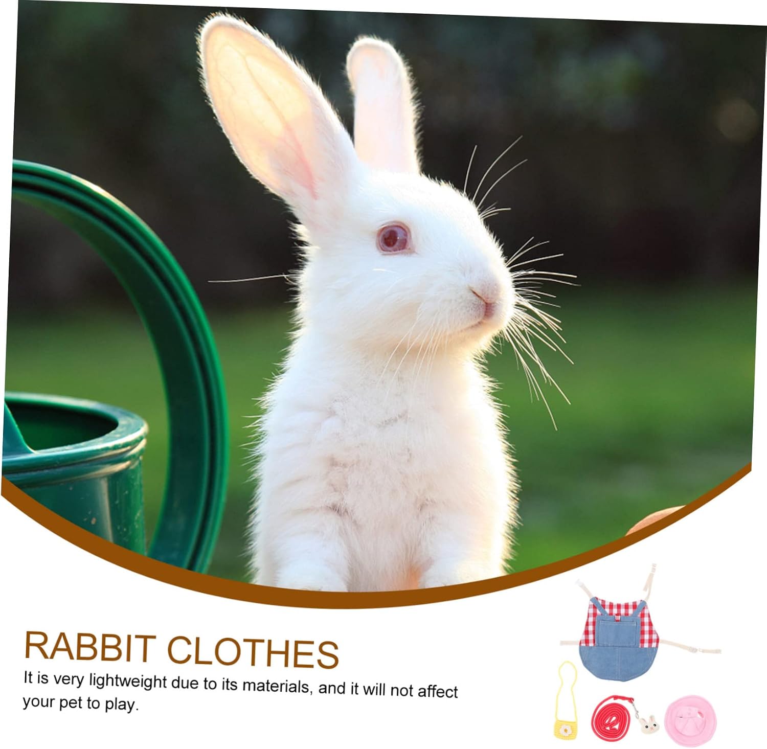 Rabbit Costume Set for Small Pets Denim Strap with Leash Outdoor Bunny Outfit Cute Bunny Clothes for Rabbits and Small Animals