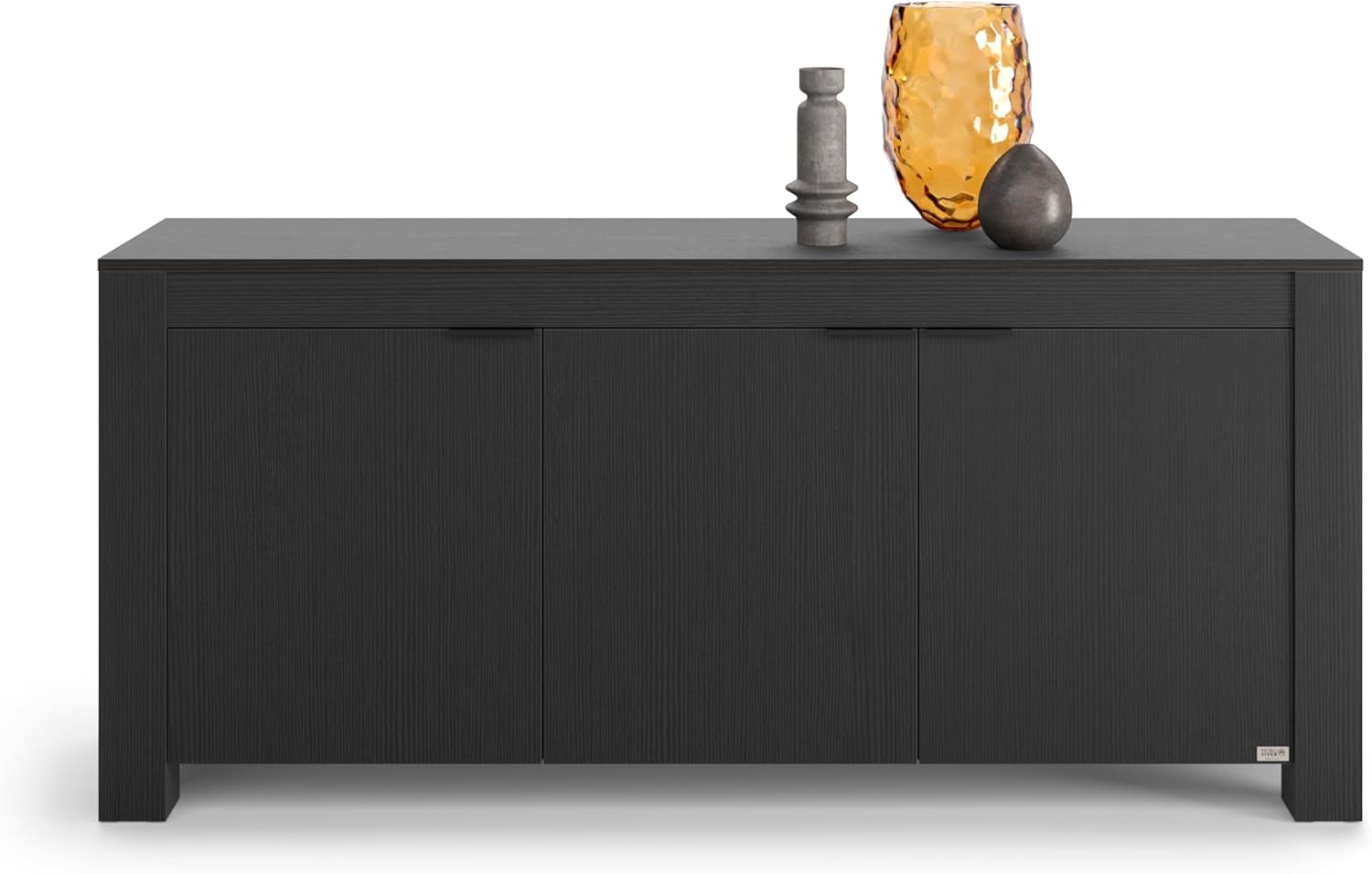 Mobili Fiver, Rachele Low Sideboard with 3 Doors, (71x18x31 in), Ashwood Black, Made in Italy
