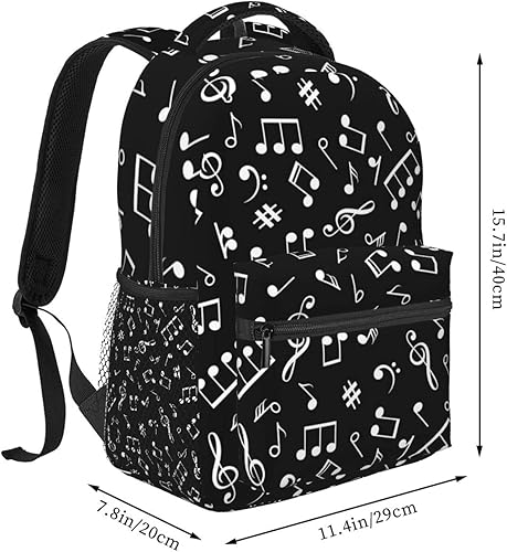 Miniatura 2 de Mochila de notas musicales de piano, mochila de viaje de moda, senderismo, camping, mochila para computadora, mochila para hombres y mujeres,