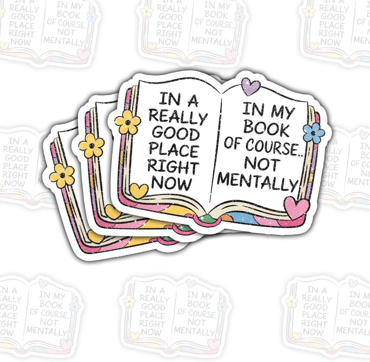 (3 Pcs) A Really Good Place Right Now, Anxiety Sticker – Funny Mental Health Quote Vinyl Decal for Self-Help, Anxiety Warriors, and Humor Enthusiasts for Laptop, Water Bottle, Tumbler 3″x3″