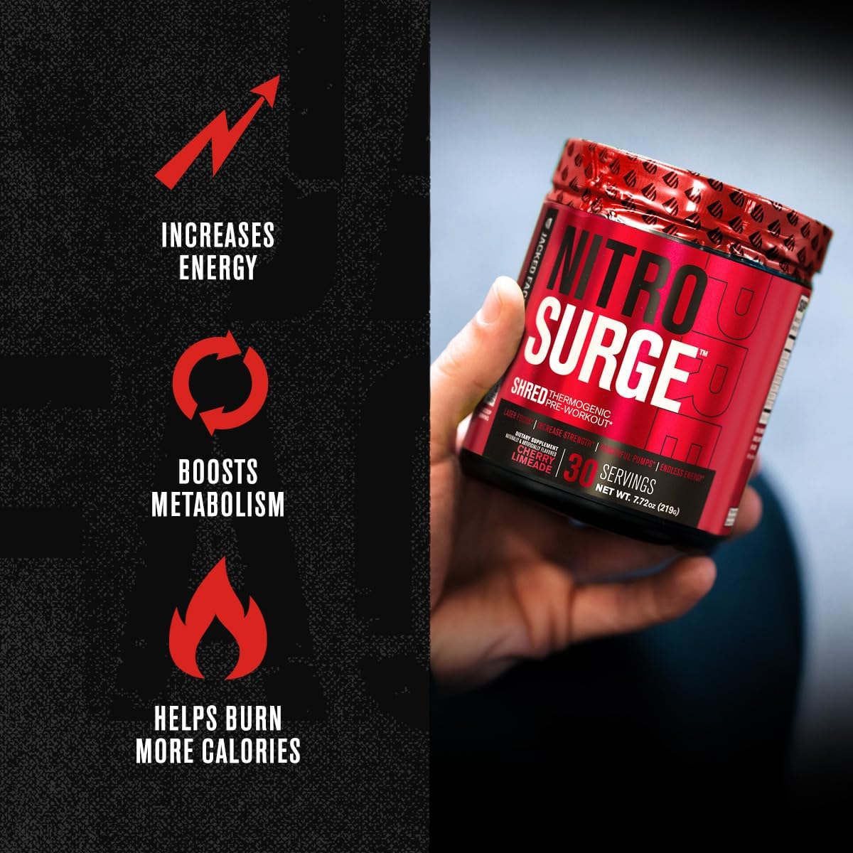 Jacked Factory Nitrosurge Shred Thermogenic Pre-Workout in Fruit Punch & N.O. XT Nitric Oxide Booster for Men & Women