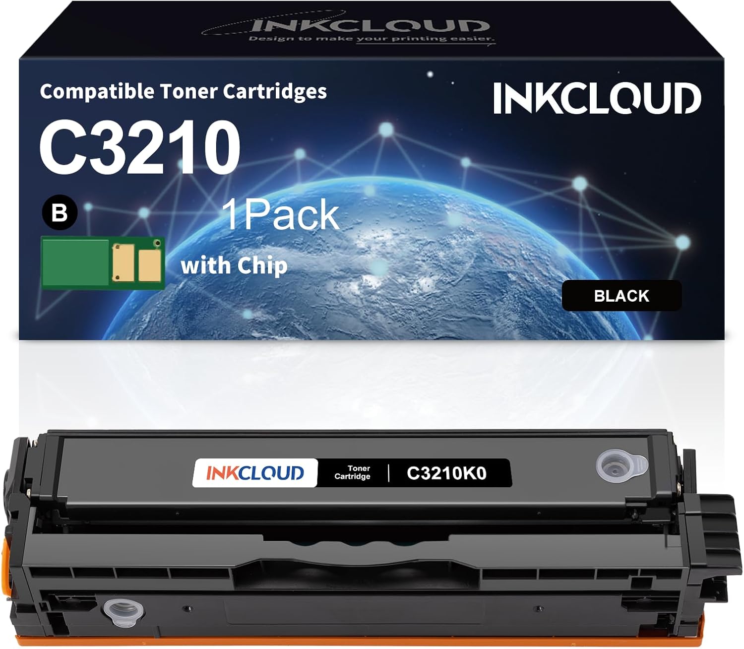 INKCLOUD C3210 Remanufactured Black Toner Cartridges with Chip Replacement for C3210K0 Toner Cartridge for C3224 C3326 C3426 MC3224 MC3326 MC3426 Printer Ink