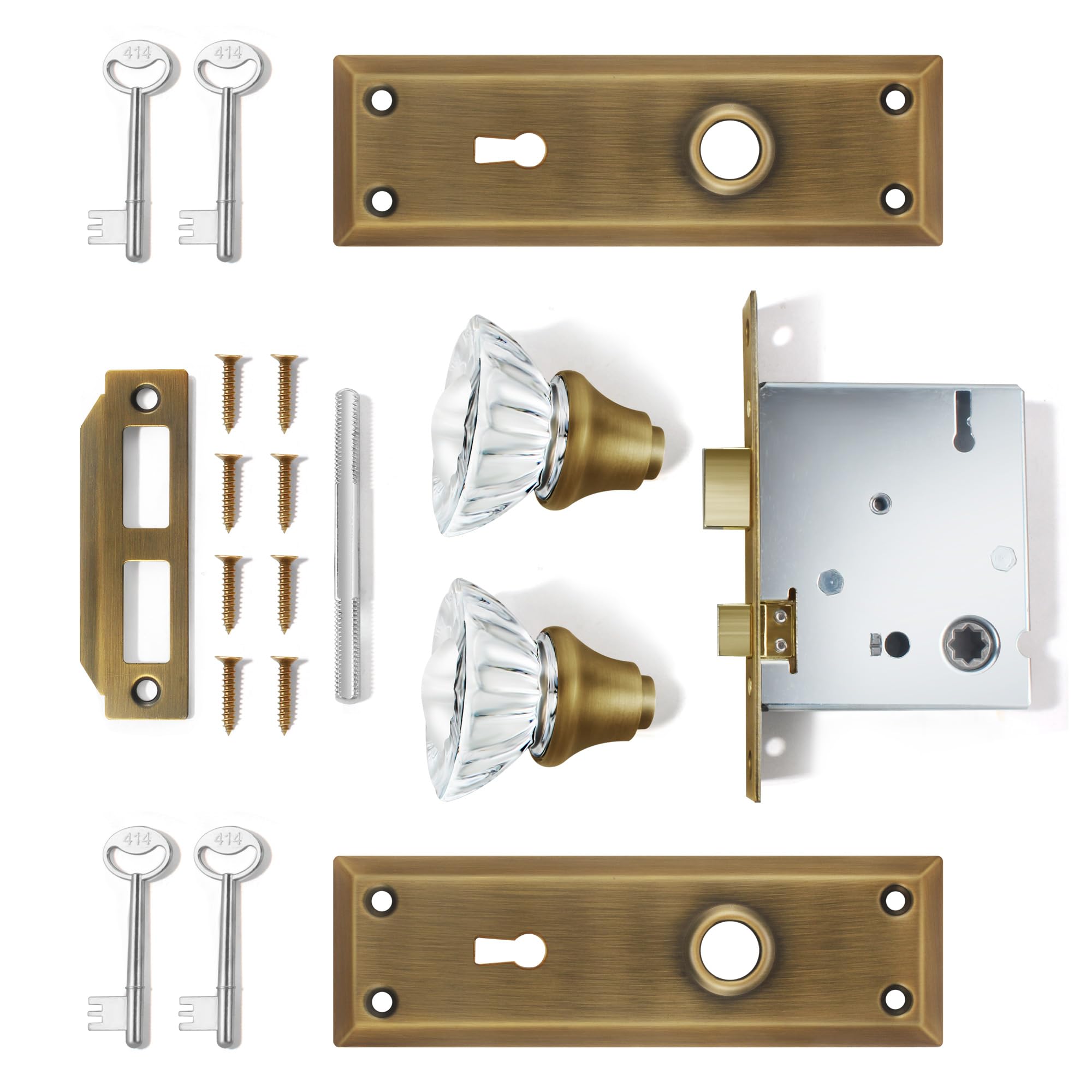 Crystal Glass Door Knobs - Mortise Lock Set -7
