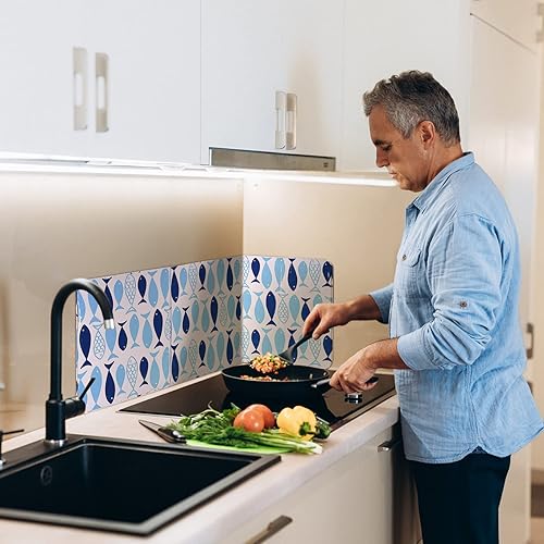 Miniatura 2 de Protector de protección antisalpicaduras, placa de aluminio de 3 lados, placa de hojalata de cocina, sartén de cocina, cubierta de estufa de gas