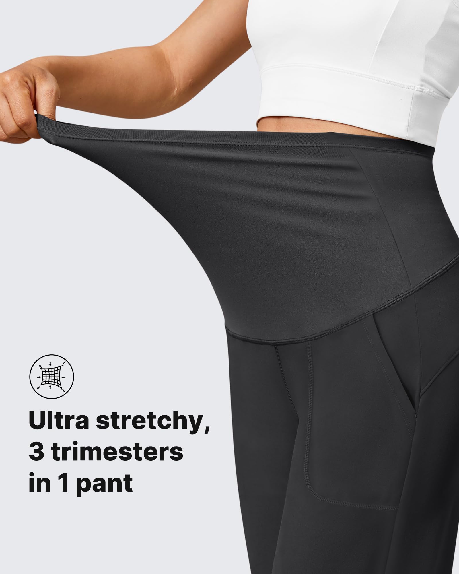 G4Free EverGoing - Pantaloni premaman elasticizzati per allenamento, da indossare sopra la pancia, con tasche