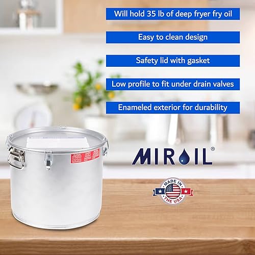Miniatura 2 de MirOil #40L - Cubo de grasa de 5 galones y olla de filtro de aceite para filtrar aceite de cocina caliente, tapa de seguridad de junta con clips de